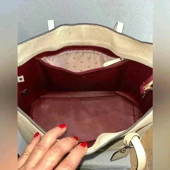 Kate Spade New York bleecker large saffiano leather tote bag in parchment - Picture 11 of 16